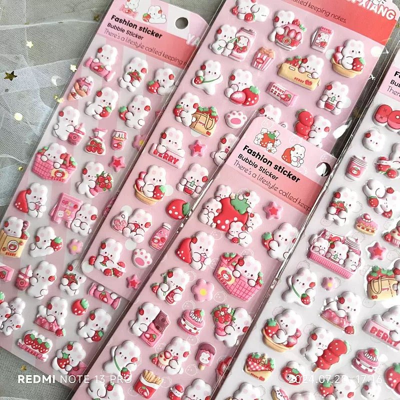 （2枚セット）大流行 話題 ぷくぷくシール セット 可愛いシール 兎 シール 立体シール DIY用 3Dシール 手帳 ステッカーデコ 3Dステッカー 貼り付け シール交換 手芸 ステッカー アルバム ラビット スマホケース飾り - ジャパンパーツセンター