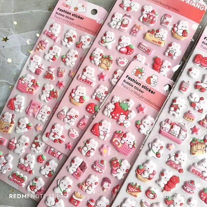 （2枚セット）大流行 話題 ぷくぷくシール セット 可愛いシール 兎 シール 立体シール DIY用 3Dシール 手帳 ステッカーデコ 3Dステッカー 貼り付け シール交換 手芸 ステッカー アルバム ラビット スマホケース飾り - ジャパンパーツセンター