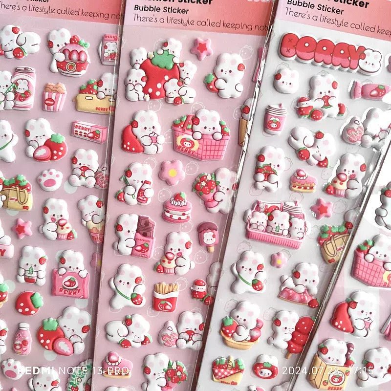 （2枚セット）大流行 話題 ぷくぷくシール セット 可愛いシール 兎 シール 立体シール DIY用 3Dシール 手帳 ステッカーデコ 3Dステッカー 貼り付け シール交換 手芸 ステッカー アルバム ラビット スマホケース飾り - ジャパンパーツセンター